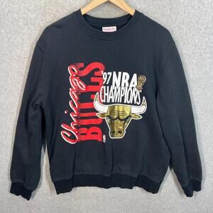97 NBA Finals Chicago Bulls Sweatshirt Mitchell & Ness Black '12 Retro Mens L